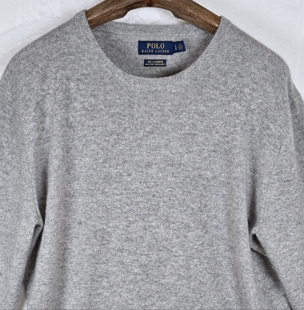 Polo Ralph Lauren Cashmere Sweater Crewneck Pull Over Minimalist Men's Sz.L - Picture 2 of 11